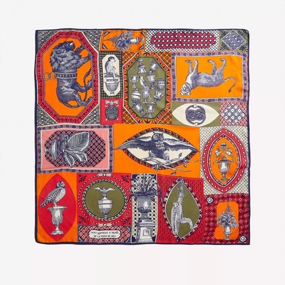 INOUI EDITIONS - bright illustrated large square silk scarf - NEW - Picture 2 of 4